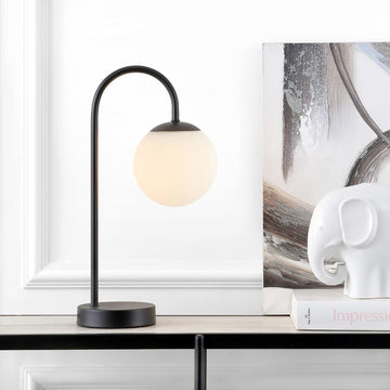 Arco 18.25" Iron/Glass Minimalist Mid Century Globe LED Table Lamp - JONATHAN Y